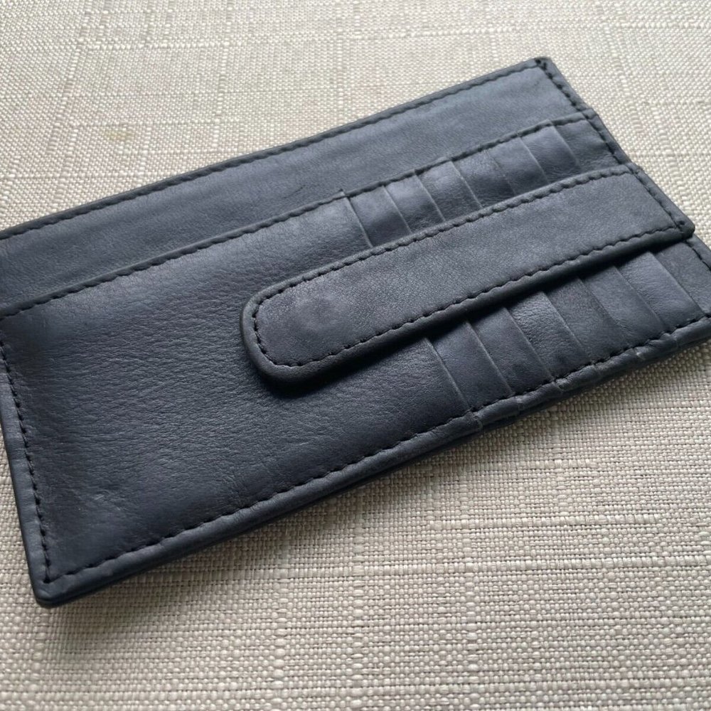 Long Wallet Handmade Black Genuine Leather Cardholder Purse Money Holder Wallet